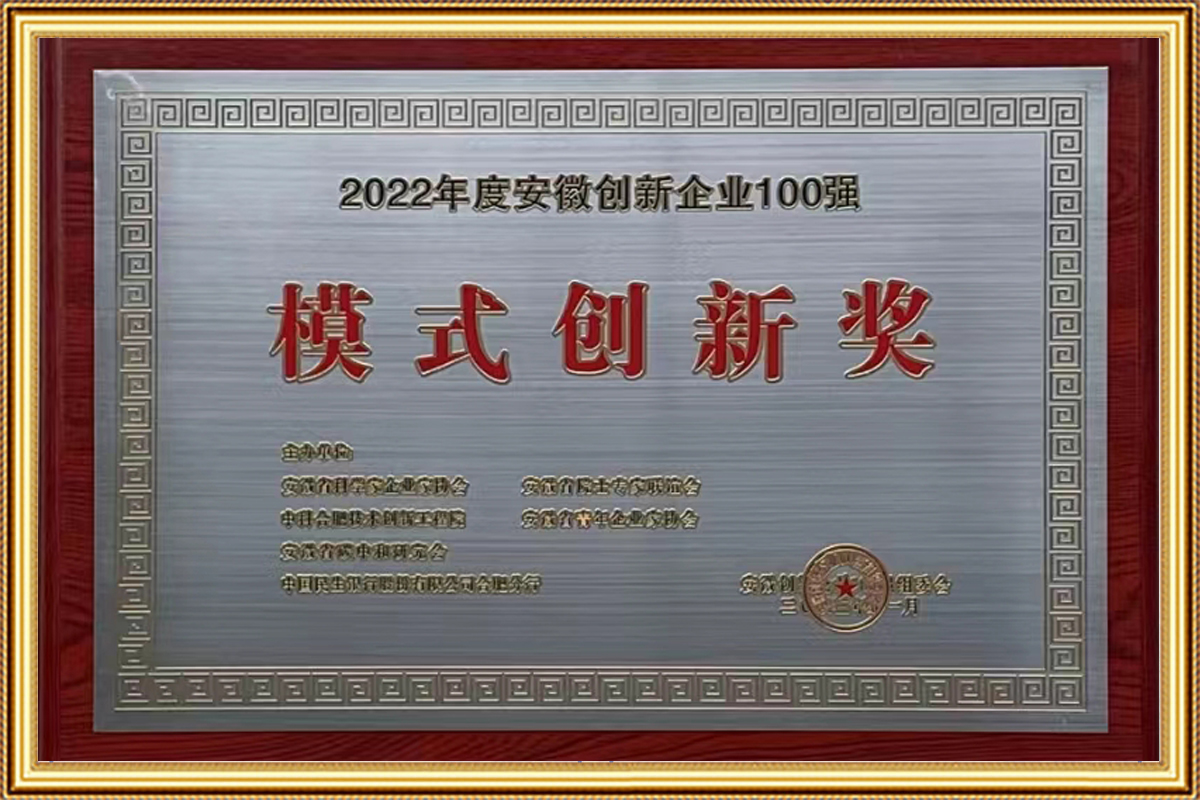 2022年度安徽創(chuàng)新企業(yè)100強(qiáng)-模式創(chuàng)新獎(jiǎng)